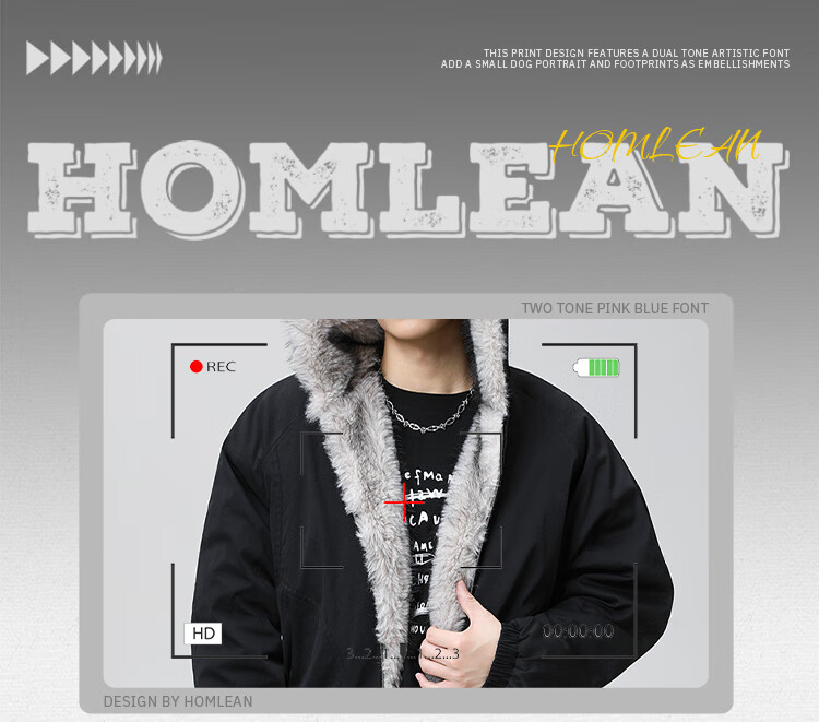 Homlean Heavyweight Fur Collar Hooded Eagle Cotton Jacket Unisex Winter Fleece Warm Couple Coat HY98 Khaki L 1