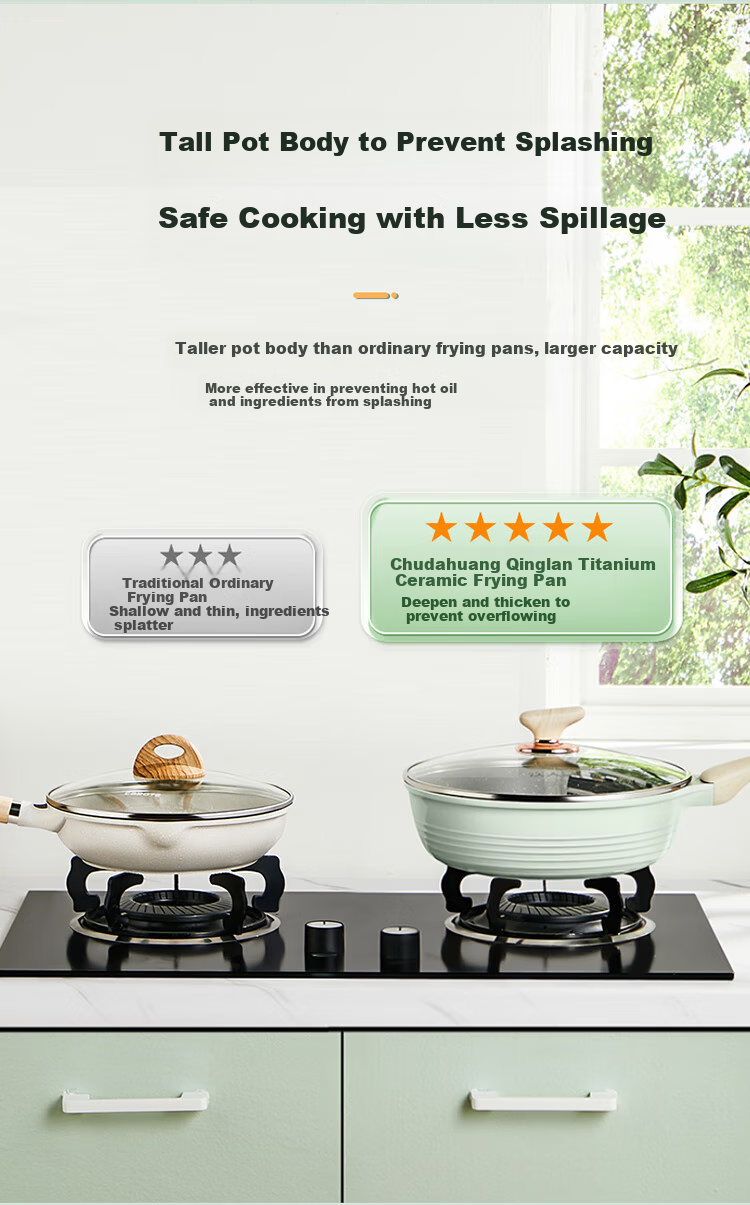 COOKER KING Non-Stick Frying Pan with Ceramic Exterior, Clean Cooking Surface, Flat Bottom Pan, Deep Oil-Gathering Skillet, Steak Pan with Titanium Coating, 28cm 8