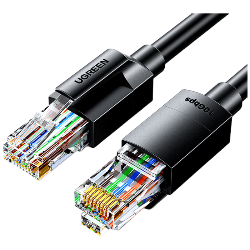 UGREEN CAT6A Gigabit Ethernet Cable, 10 Gigabit Patch Cord, Home Computer Network Broadband Engineering Jumper Cable, 8-Core Twisted Pair Compatible with Gigabit And 2.5G, Black, 25 Meters, 55165