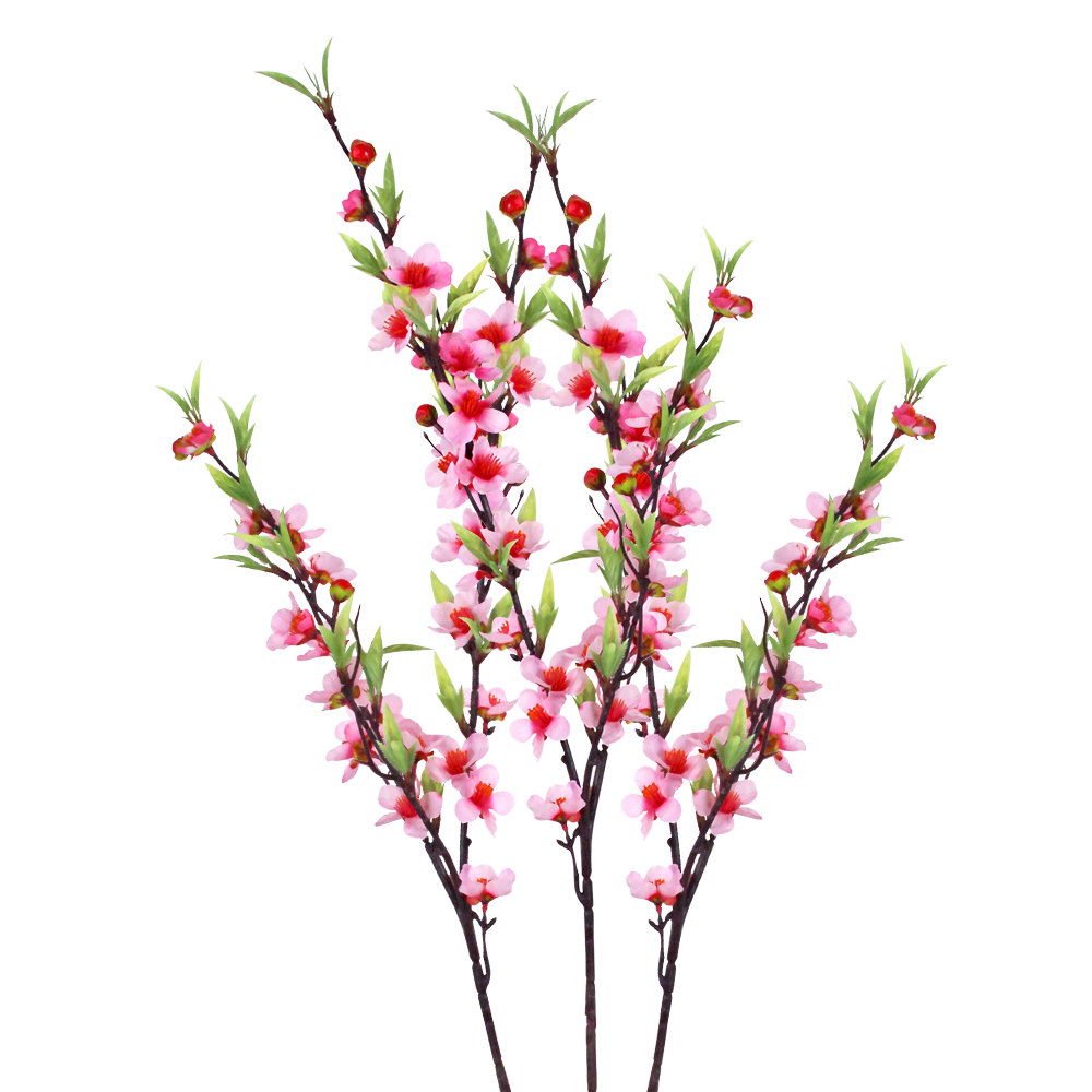 Qiju Elegant Collection Artificial Chinese Style High Branch Festive Peach Blossom New Year Spring Festival Home Living Room Atmosphere Decorative Bouquet Pink 3 Stems 20094