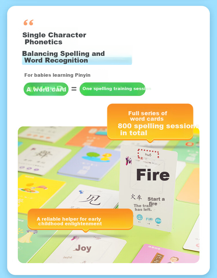Hongen Reading And Writing Flashcards, 200 Characters, Early Education Enlightenment, Toys for Boys And Girls, Birthday And Back-To Gifts, Suitable for Ages 2+ 3