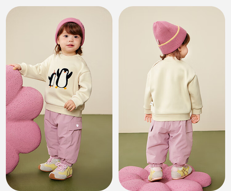 Minibala Kids Boys Girls Baby Fleece-Lined Soft Skin-Friendly Long Sleeve Sweatshirt Autumn Winter 2025 3