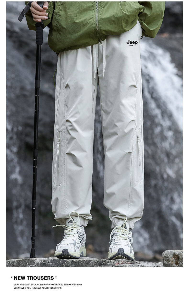 JEEP SPIRIT Men's Casual Pants Autumn Winter Fleece Lined Waterproof Windproof Outdoor Trousers Military Green Fleece Lined 4XL 16