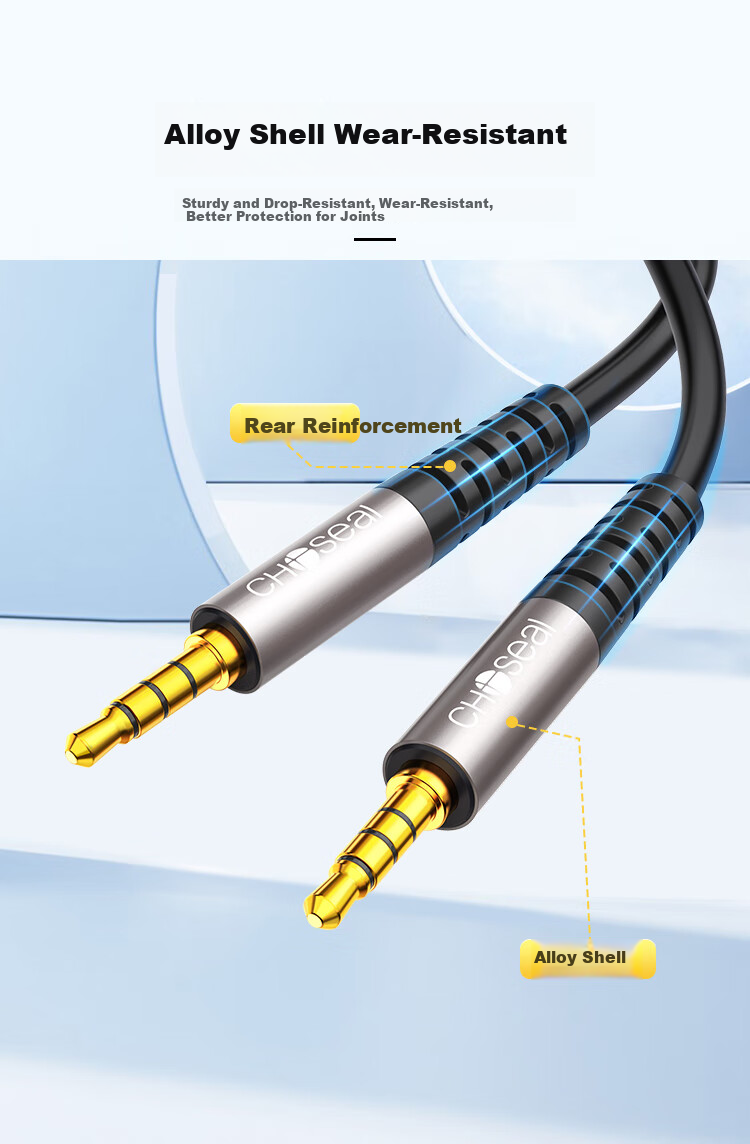 CHOOSEAL (CHOSEAL) Car AUX Audio Cable, Four-Section 3.5mm Connection Cable, Sound Card/microphone Mobile Phone Headphone Speaker Box, Four-Core Conversion Cable, 1 Meter, QAD11BKT1 7