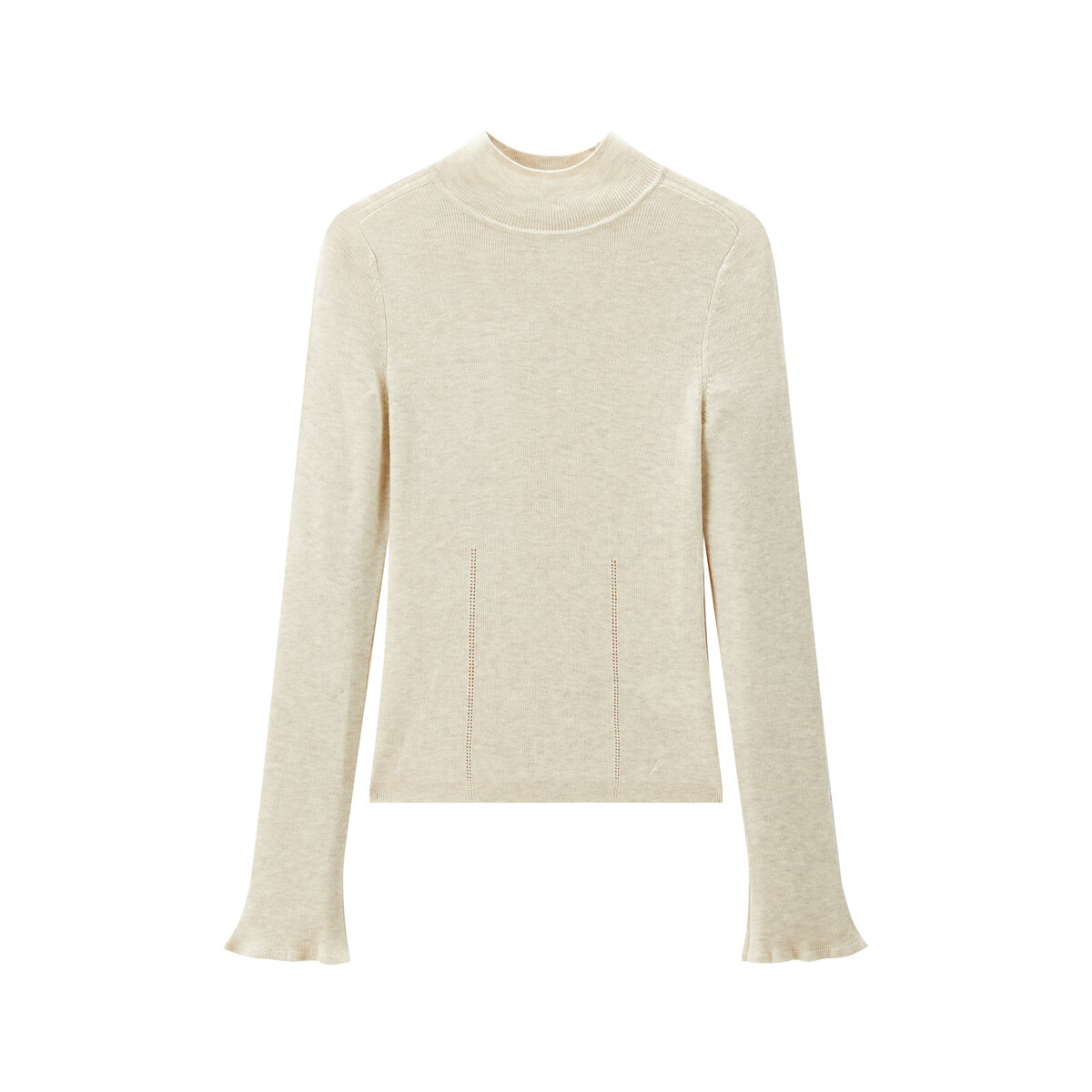 Peacebird Women's Knit Pullover Half Turtleneck Slim Fit Long Sleeve Base Layer Sweater Winter Beige L