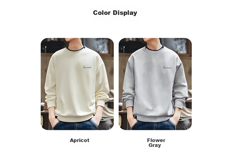 Huili Men's Sweatshirt, Autumn Simple Letter Print Long-Sleeve T-Shirt, Loose-Fitting Top, Round Neck Undershirt, Floral Gray, XL 3