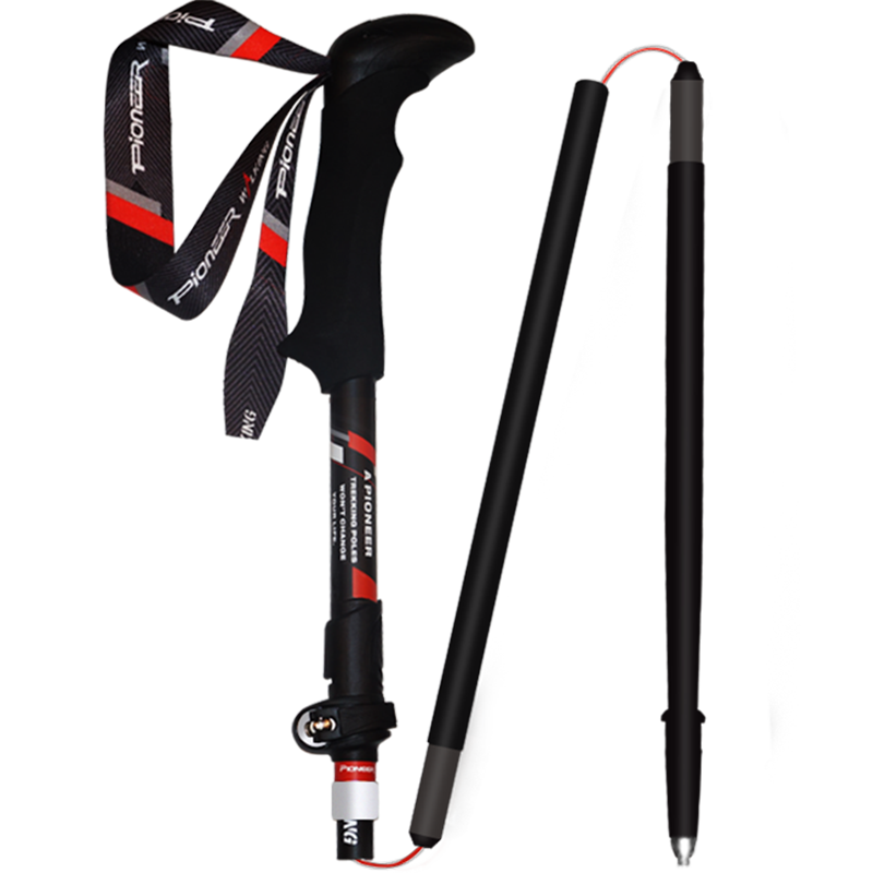 Pioneer Eyenjiesnai 19 Series Trekking Pole, T800 Grade Carbon Fiber, 5-Section Outdoor Folding Telescopic Hiking Cane, Walking Stick