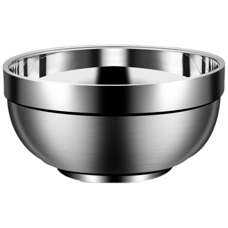 Chuwanya 304 Stainless Steel Bowl, Double-Layer Insulated School Canteen Rice Bowl Soup Bowl, Platinum Bowl 11.5cm
