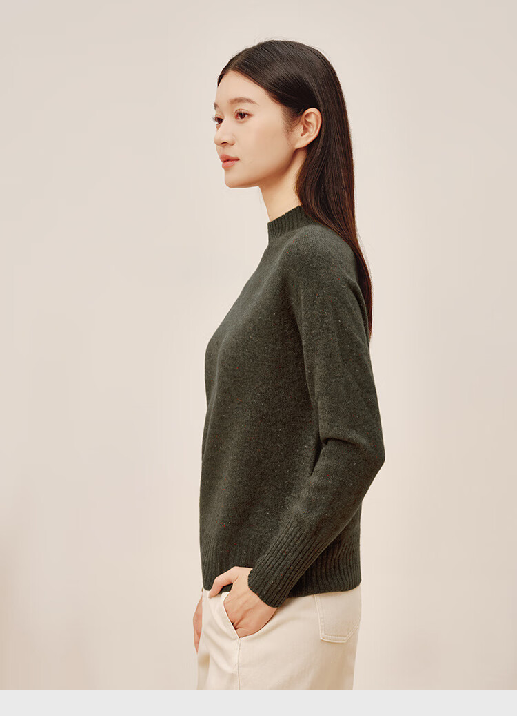 JD Original Women's Sweater, Fashionable Knitted Top, New Year Winter Pure Wool Pullover, Round Neck, Angola Red, Size L 25
