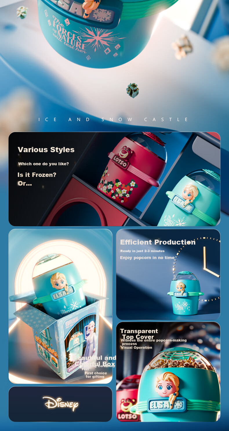 Disney Elsa Princess Popcorn Machine Toy, Elsa for Children Aged 7-14, Birthday Gift for Girls And Boys Aged 6-10 And 12 2