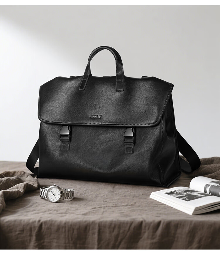 GOLF Business Briefcase Men's Soft Leather 14-inch Laptop Bag Multifunctional Shoulder Crossbody Backpack 22