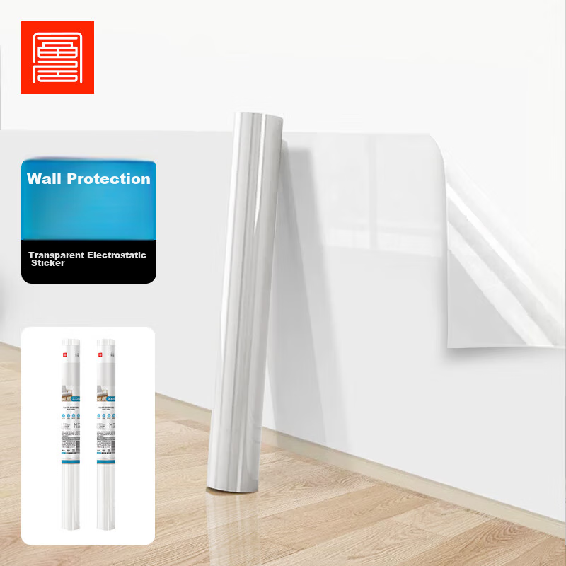 FOOJO Static Cling Wall Sticker, Transparent Wall Protection Film, Adhesive Latex Paint Wall Sticker, Anti-Dirt And Anti-Stain Adhesive, 60*300cm