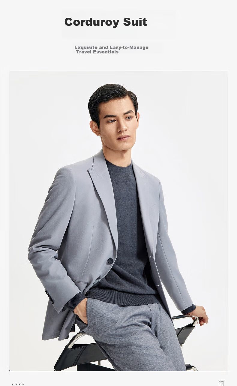 Goldlion [Lamp Core Velvet] 2024 Autumn And Winter Men's Suit, Notched Lapel, Subtle Texture, Slim Fit Business Jacket, Light Gray, Size 54A 11