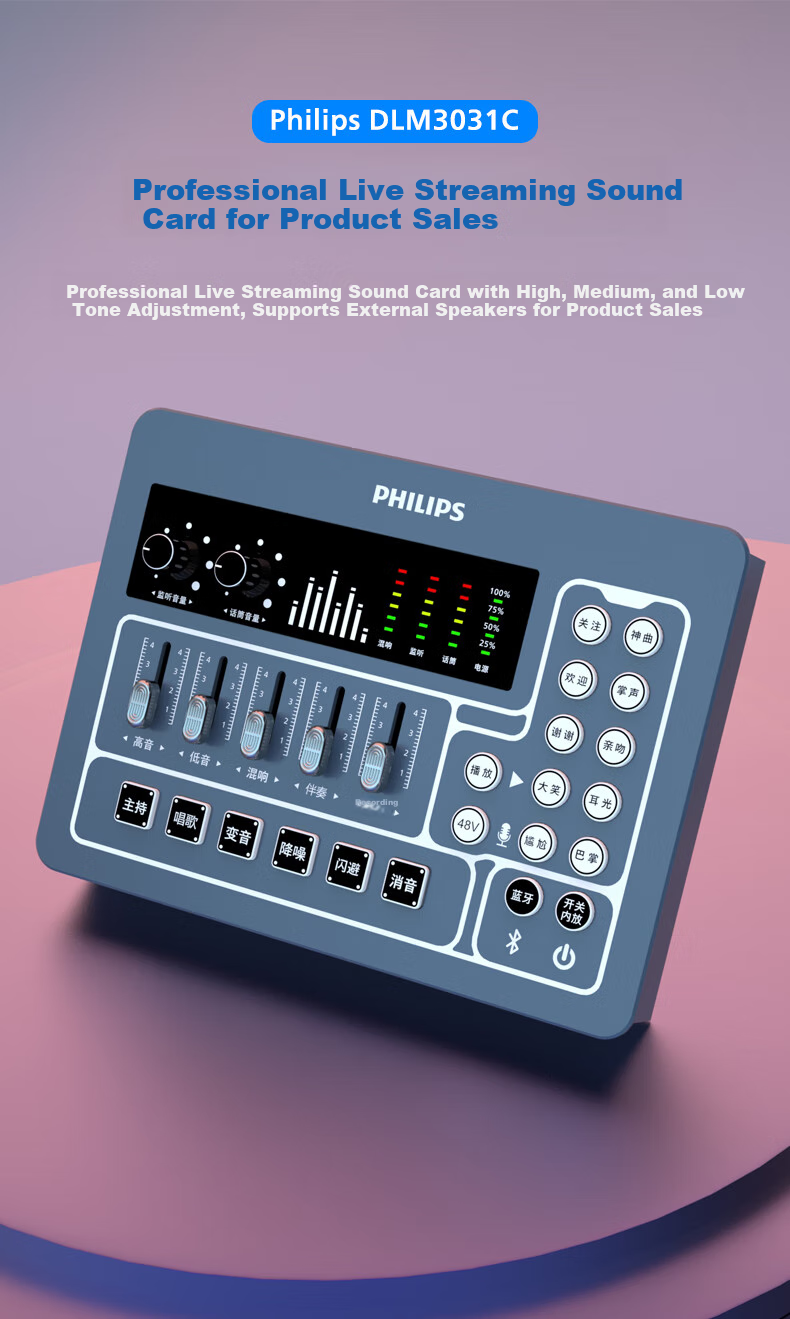 Feilipu Newly Upgraded 48V Mobile Phone And Computer Live Streaming Bluetooth Accompaniment Sound Card Device External Sound Card All-People Karaoke Live Recording DLM9316C Microphone with Dual Card Cable + Stand 1