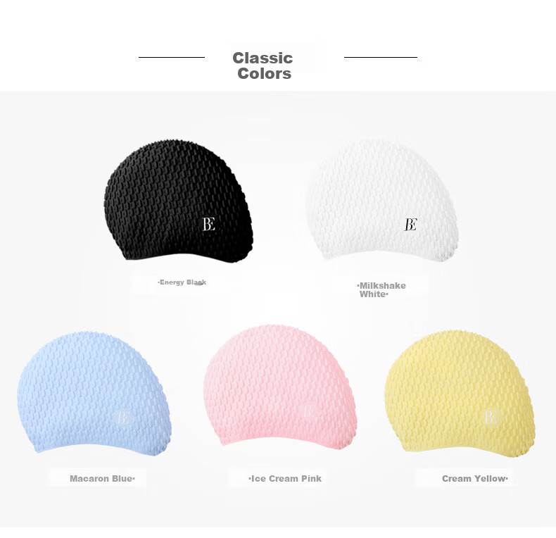 BALNEAIRE High-End Extra-Large Fashionable Bubble Swim Cap, Ultra-Elastic Waterproof Ear Protection, Large Swimming Pool Swim Cap, Ice Cream Pink 6