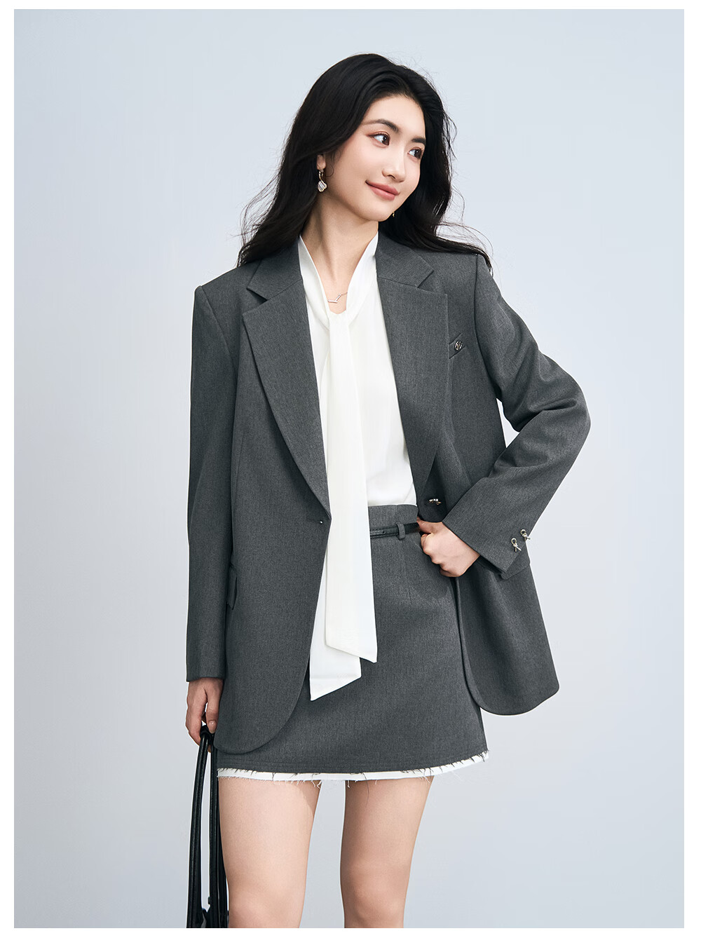 Miss Bird Gray Suit Set Women's Autumn Business Formal Bank Professional Straight-Leg Blazer for College Commuting 10