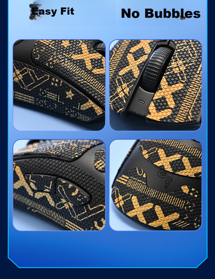 NVV Suitable for Yanji V3pro Professional Edition Mouse Sticker, Sweat-Absorbing Anti-Slip Sticker, Scratch-Resistant Gaming Wireless Mouse Pad, Matte Sweat-Proof M-X Yanji V3PRO Black Gold 5