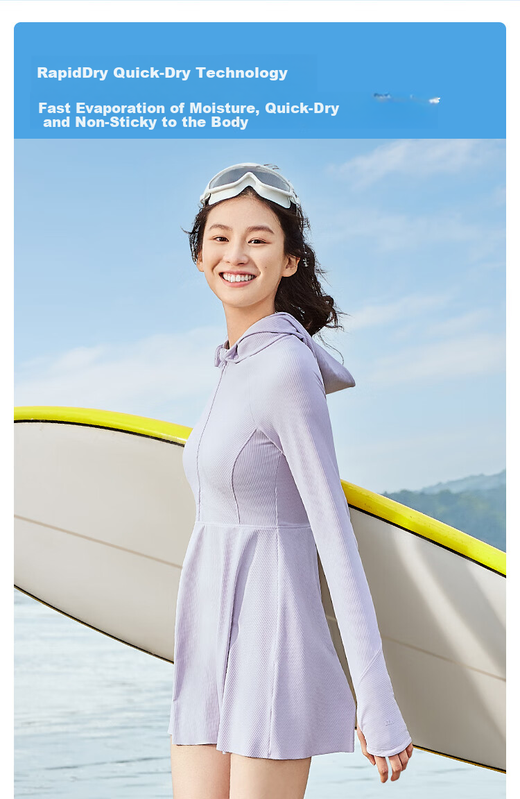 Beneunder Women's Sun Protection Water-Resistant Swimwear UD08524 Slimming Long-Sleeve One-Piece Swimsuit, Black S 14