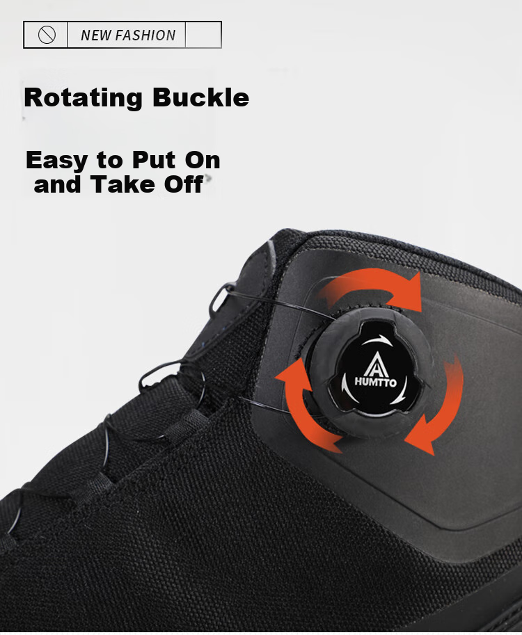 HUMTTO High-Top Hiking Boots for Men, Non-Slip Wear-Resistant Trekking Shoes with Rotating Buckle, Portable Lace-Up Casual Men's Shoes, Black, Size 44 3