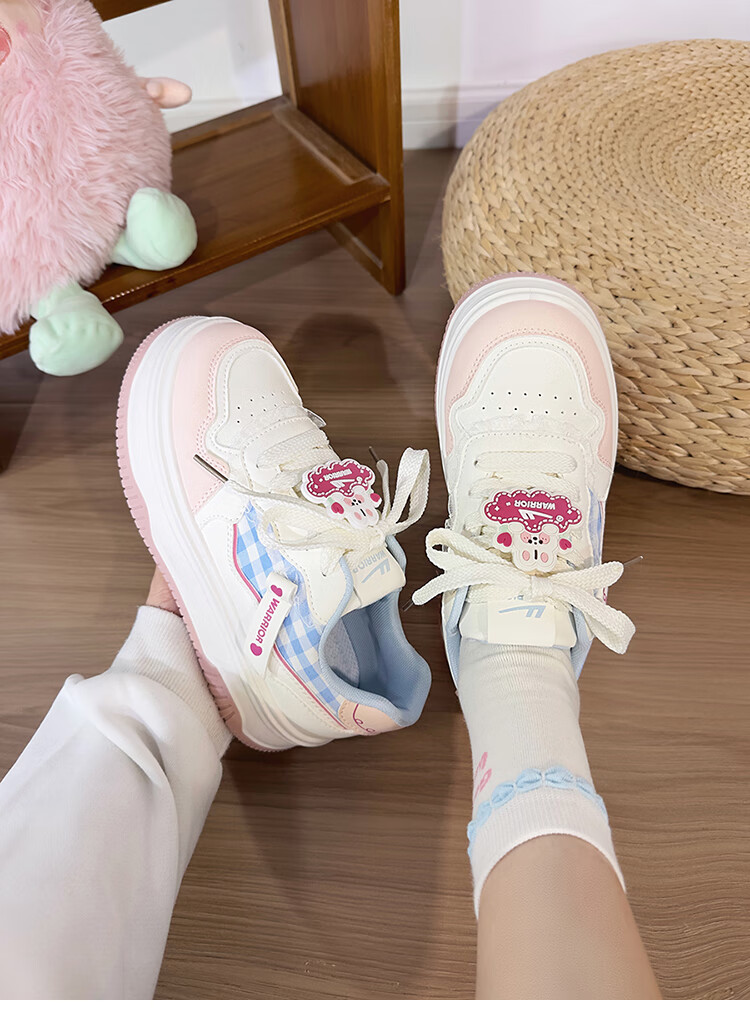 Huili Blue And Pink Sweet Girl Sneakers for Women, New Fashion Versatile Student Platform Korean-Style Casual Shoes, Black And Pink, Size 35 7