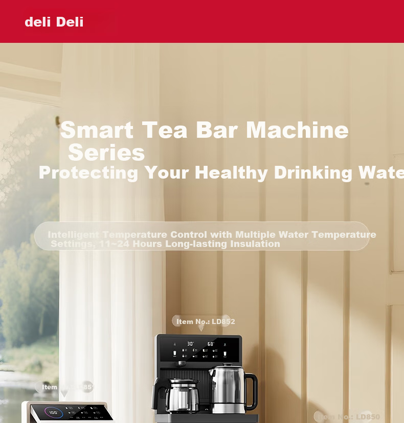 Deli Tea Bar Machine, Water Dispenser for Home Use, High-End Living Room Tea Bar Cabinet, All-In Water Dispenser, Floor-Standing, Bottled Water Storage, Bottom-Mounted Kettle 1