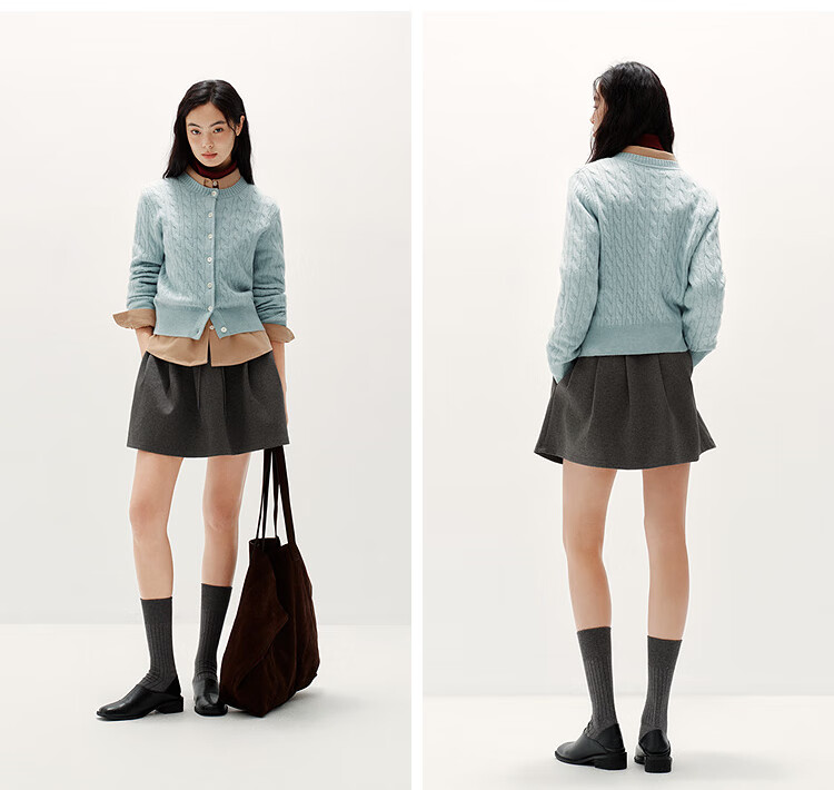 Semir Women's Winter Short Cable Knit Cardigan Sweater 2025 Model 101725106004 8