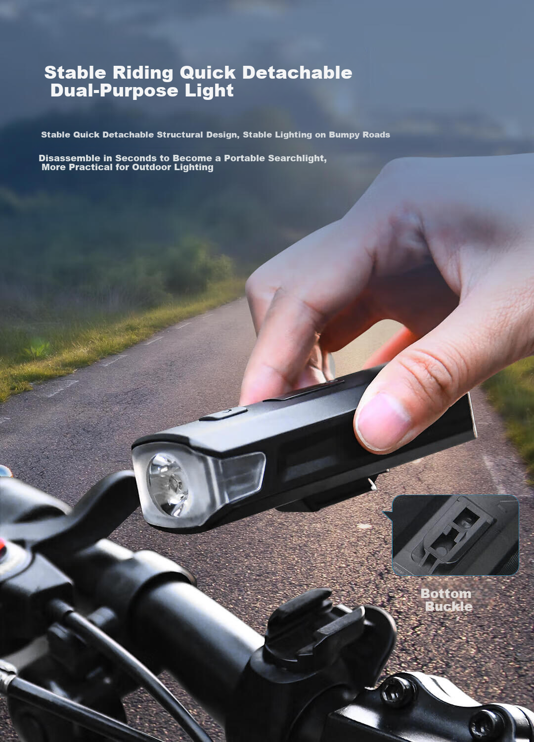 Deli Bicycle Front Light And Rear Light, Quick-Release, Waterproof, Long-Range, Long Battery Life, Mountain Bike And Road Cycling Equipment for Night Riding 8
