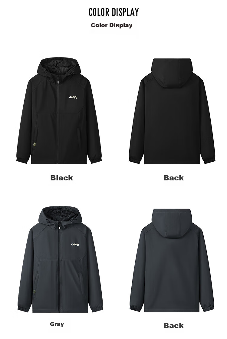 JEEP Spring And Autumn New Men's Jacket, Sporty Trendy Fashion Casual Hooded Versatile Jacket for Men, Black, XL 4