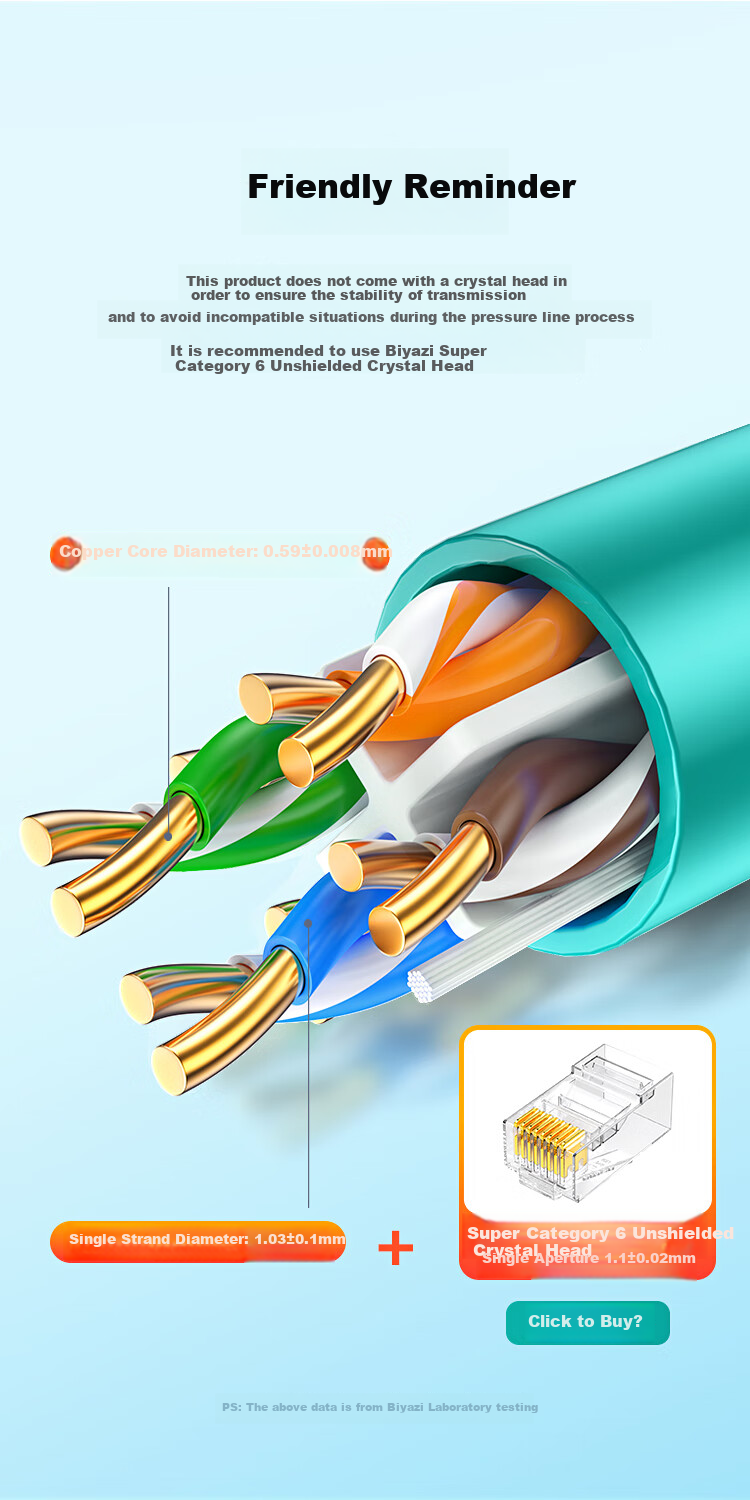 BIAZE CAT6A Unshielded Network Cable [0.59±0.008mm Pure Copper Core] 10 Gigabit High-Speed POE Power Supply for Surveillance Engineering And Home Wiring Box 100 Meters WX36 4