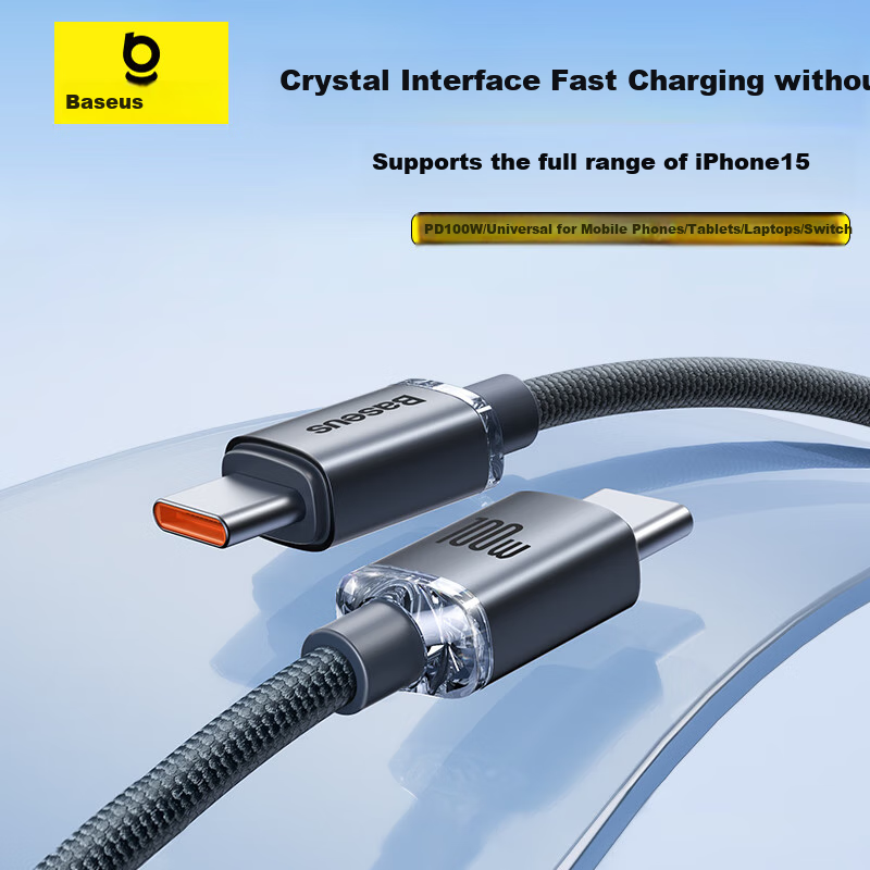 BASEUS Apple 18 Charger Cable, Dual Type-C Data Cable, PD100W, Suitable for IPhone17/16/15, Xiaomi, Huawei, Honor Phones, Mac Computers, IPad, 2 Meters, Black