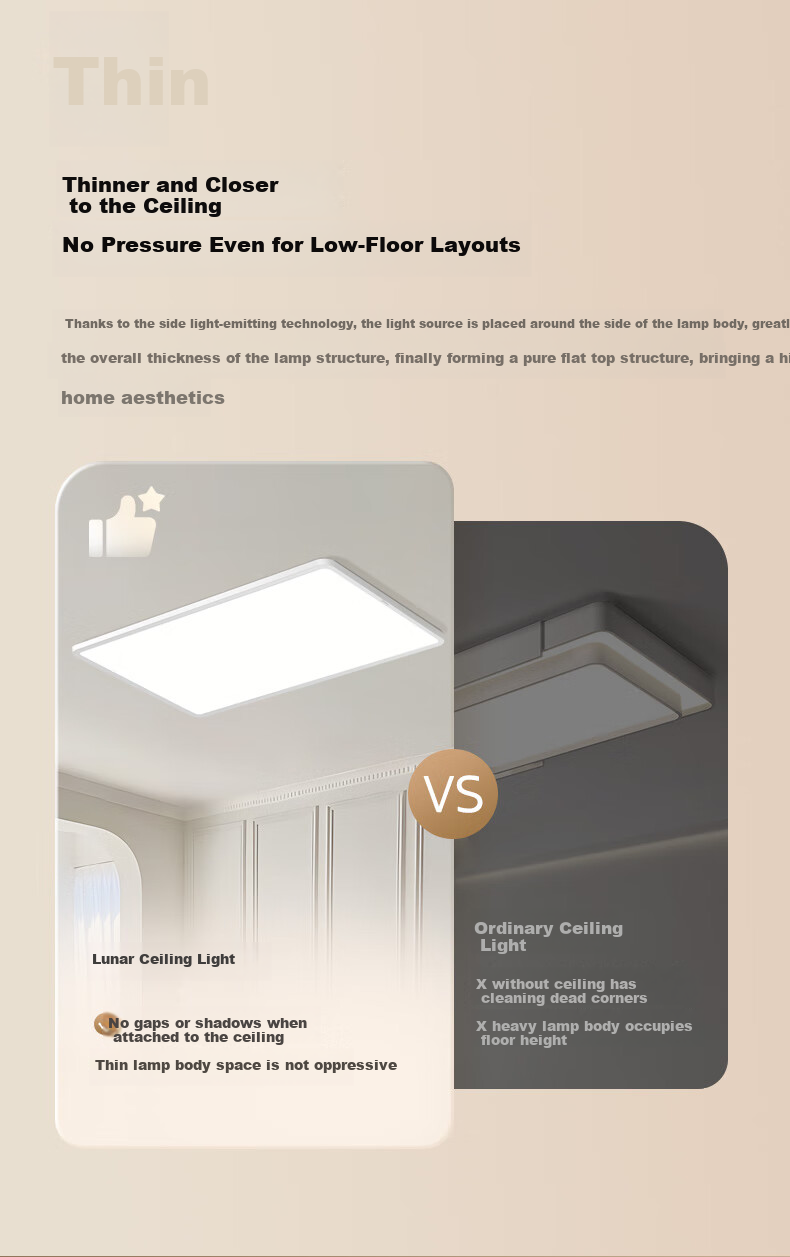 Midea Ceiling Light, Living Room Main Light, Bedroom Light, Full Spectrum Three-Color Adjustable, 160-Watt Fixture, Comet Model, Installation Included 11