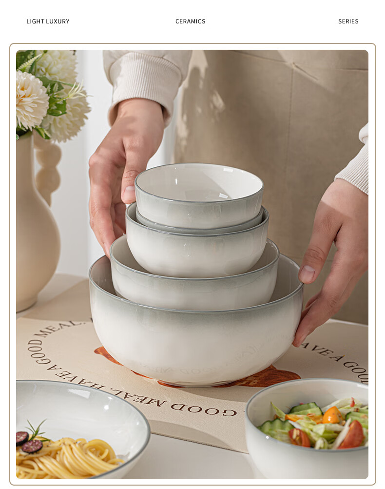 Pearson Luxury Ceramic Rice Bowls with Underglaze Color, 4.5-Inch Soup and Noodle Bowls, Set of 10 7