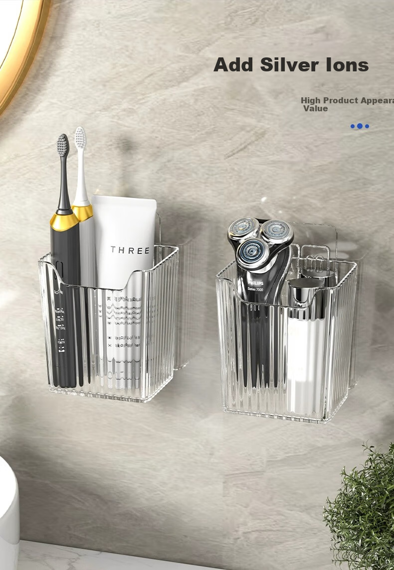 MUYA Bathroom Storage Rack, No Drilling Required, Wall-Mounted Toothbrush Holder, Toothpaste And Comb Organizer, Storage Box for Bathroom And Kitchen, Storage Solutio 6