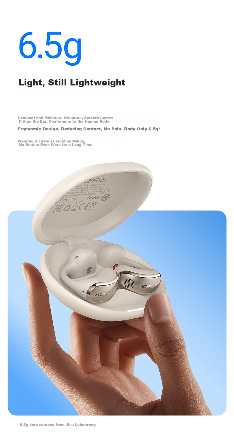 ACEFAST [Subsidies] Jisu Juoyin Open-Ear Clip-On Bluetooth Headphones, 2026 New Air-Bone Conduction Concept, Call Noise Reduction, Sports Running Earphones, Wireless Non-I 12