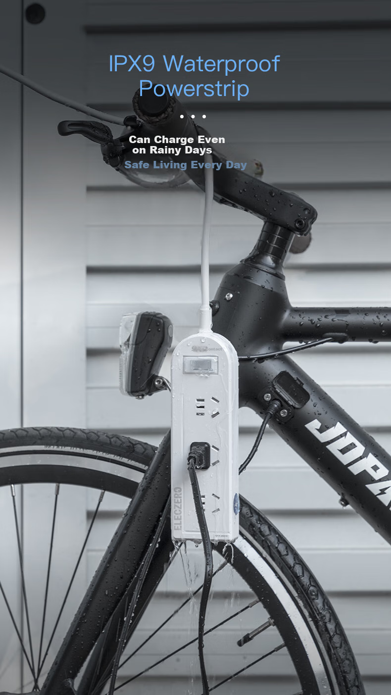 KPQ Zero-Contact KPQ Non-Electric Shock Socket, IPX9 Waterproof, Overload And Short Circuit Protection Power Strip, Outdoor Rainproof Power Strip, Kitchen Bathroom Moisture-Proof Children's Anti-Electric Shock DF02, 3 Meters Long 7