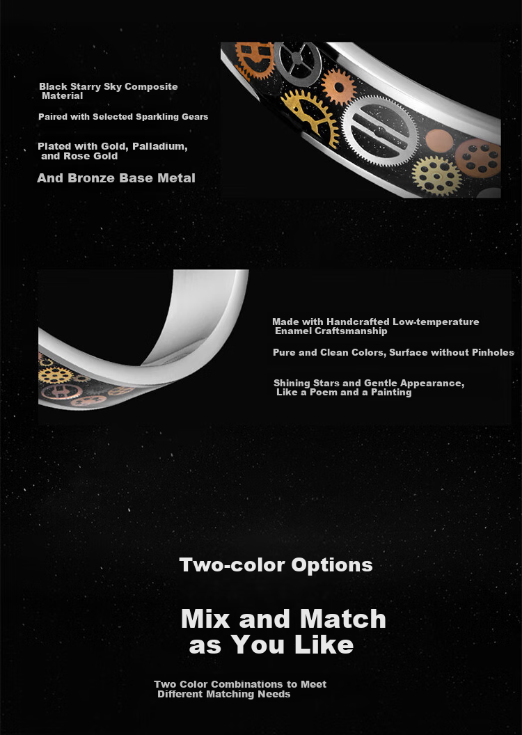 SEAGULL Starry Sky Gear Handmade Bracelet, Gift for Boyfriend Girlfriend, Steel Color Small Size 6