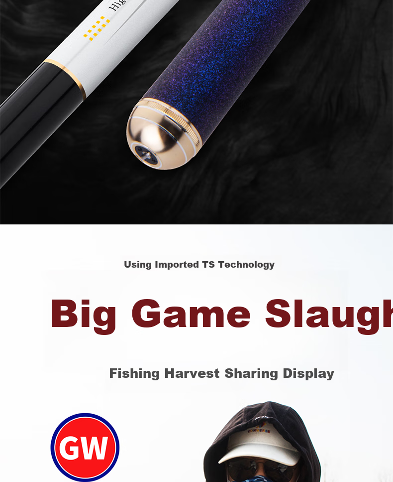 GW Fishing Rod Jian Shou Lian Second Generation Strong And Durable, 28 Sections, 5.7 Meters, All-Purpose Big Fish Rod, Ultra-Light And Ultra-Hard, High Carbon Rod for Platform Fishing 2