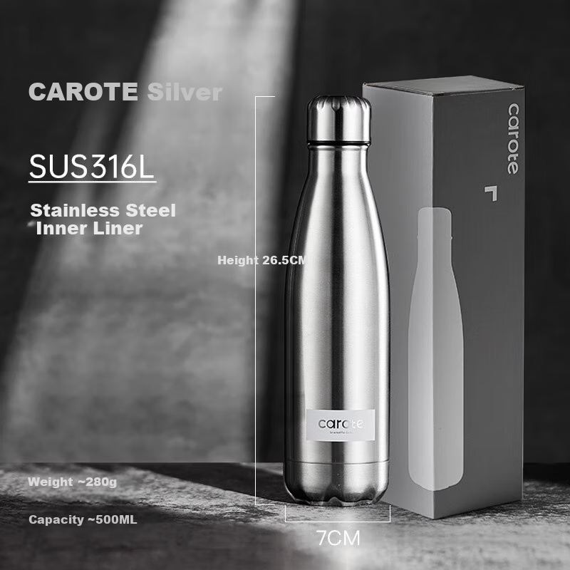 CaROTE Simple Insulated Cup, Sports Water Bottle for Men And Women, Stainless Steel Portable Mug, Cola Bottle