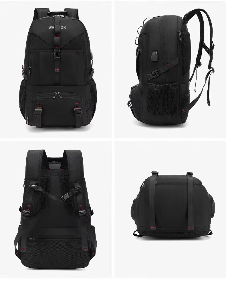 Warrior Men's Backpack Travel Business Double Shoulder Bag 90L Large Capacity School Bag Outdoor Hiking Lightweight Luggage Bag 6