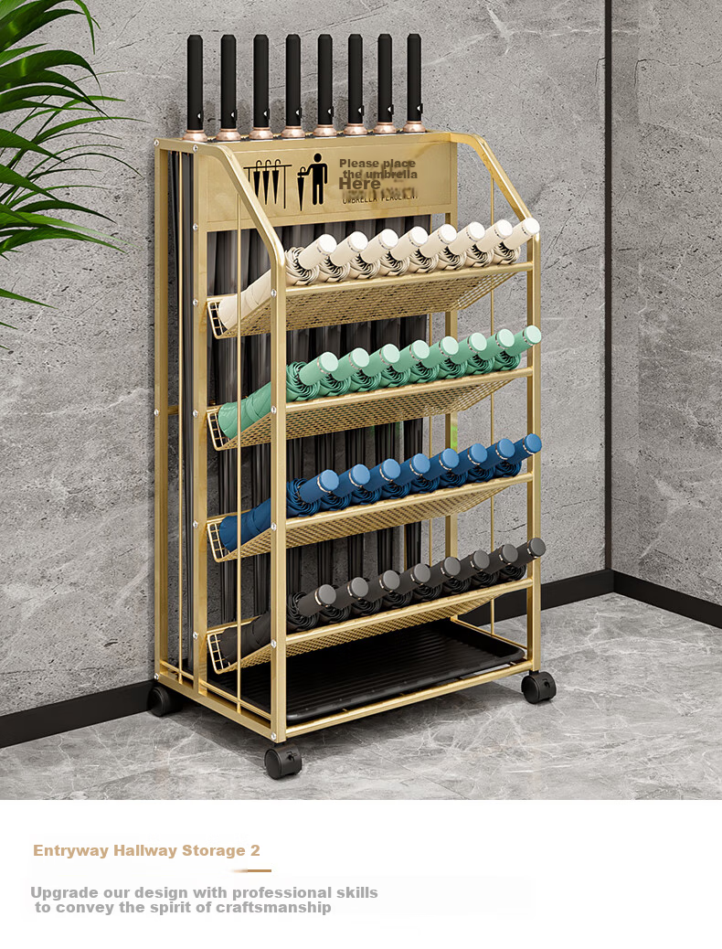 WOJIA Umbrella Storage Rack, Umbrella Stand for Company, Classroom, Hotel Lobby, Commercial Use, Entrance, Storage Shelf, Black Large 9