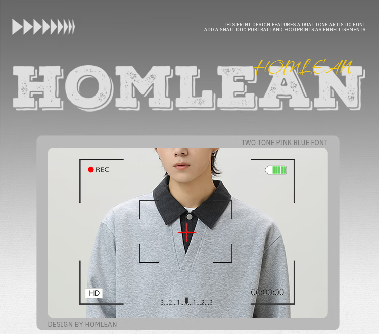 Homlean American Style Two-Piece Collar Sweatshirt Men Autumn Winter Trendy Loose Casual Polo Shirt HX13 Black XL 1