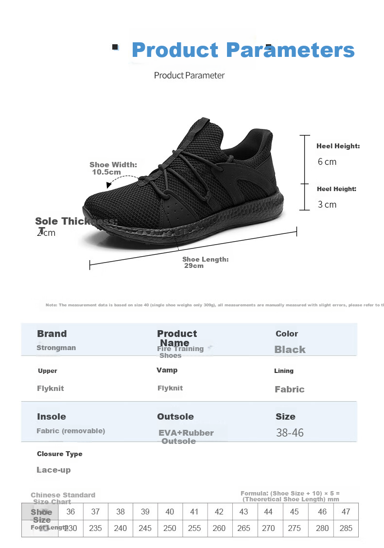 Qiangren Outdoor Sports Casual Men's Shoes, Breathable Shock-Absorbing Running Shoes, 3515 New Style Training Shoes, Black, Size 39 7