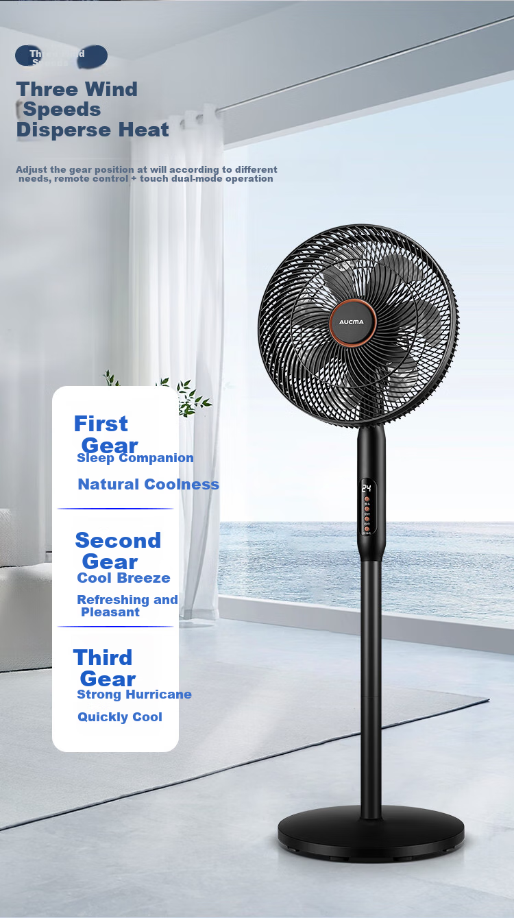 AUCMA Electric Fan, AC Fixed Frequency Household Fan, High Air Volume Floor Fan, Easy to Install, Remote Control, Quiet Operation, Energy-Saving, Convection Circulation Fan, Starry Black, FS-35D909(Y) 10