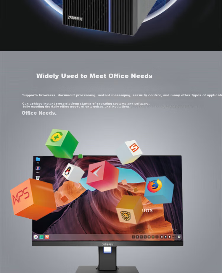 THTF Xin Chuang Cha Xiang TZ830 Domestic Desktop Computer, Zhaoxin ZX-EKX 8GB RAM, 512GB Storage, Integrated Graphics, Domestic Trial Use, 23.8-Inch Display 6