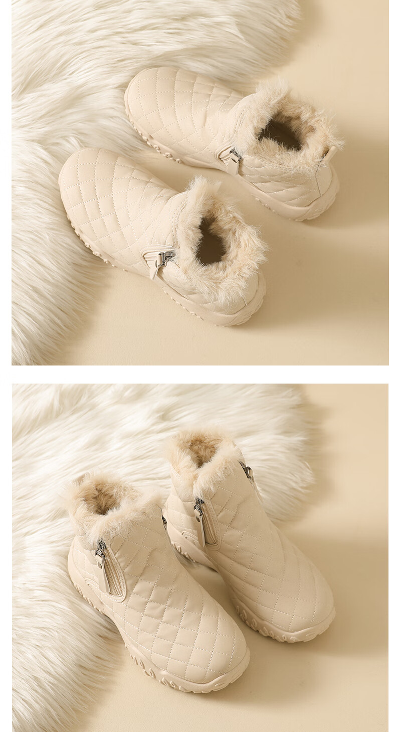 CARTELO Women's Winter Snow Boots Fleece Lined Warm Cotton Shoes Casual Versatile Khaki 37 4