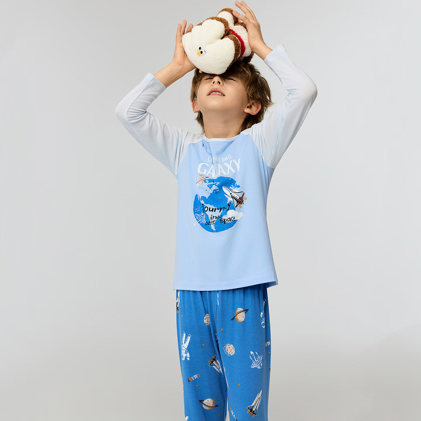 AIMER KIDS Boys Pullover Long Sleeve Pajamas 3A Antibacterial Top - Interstellar Travel 130