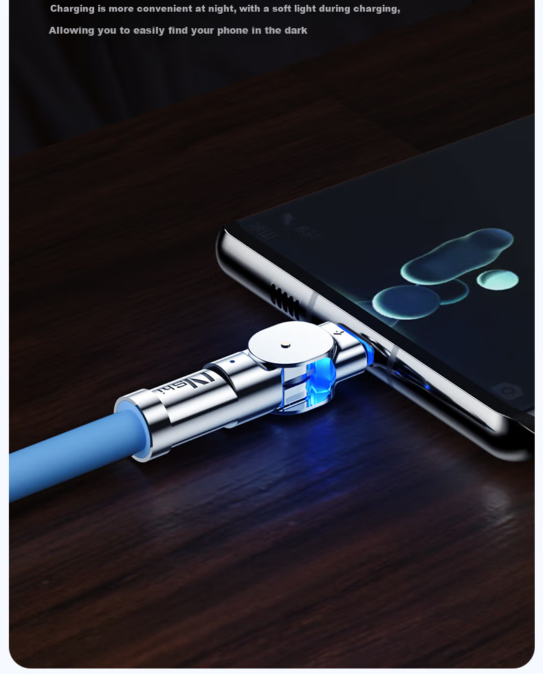 Nengshi Charging Cable, Type-C Data Cable, 100W Fast Charging, USB-C Flash Charging, 6A, Suitable for Huawei, Vivo, Xiaomi, OPPO, Honor Phones, Thickened, Rotatable Head, 1.5 Meters, Blue 15