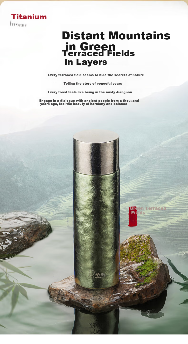 Heenoor Pure Titanium Insulated Mug for Men, High-End Tea Steeping Cup, Car Water Bottle, Tea Infuser Cup, Mid-Autumn Festival Gift XN-T380 5