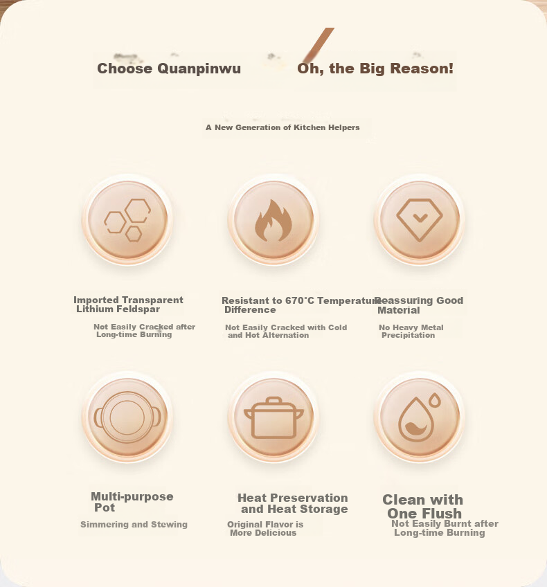 Quanpinwu Ceramic Casserole Stew Pot, Gas Stove Compatible, Large Capacity, for Home Use, Cooking Porridge, Soup Pot, Traditional Chinese Stew Pot 2