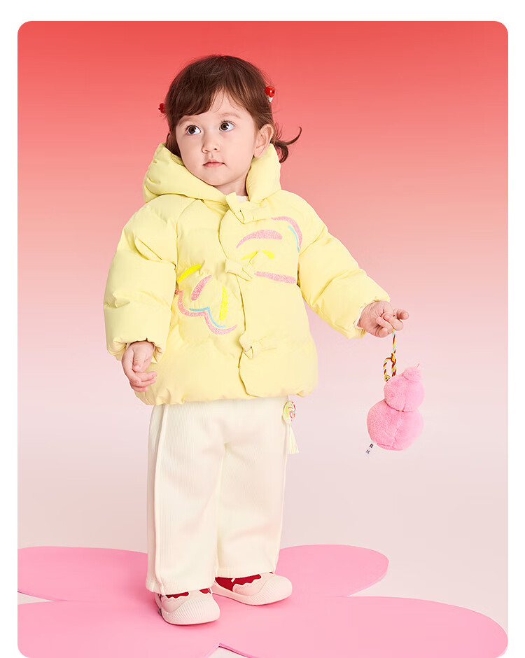 BALABALA Kids Down Jacket Girls 2025 New Red Lunar New Year Outfit Baby Warm Spring Traditional Style Coat 6